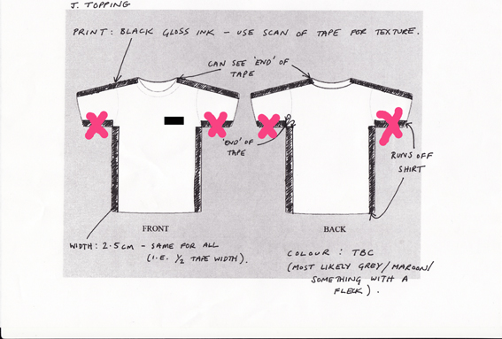 Jane Topping tshirt design drawing, Discordia, GENERATION, PFP, Glasgow, June 2014.